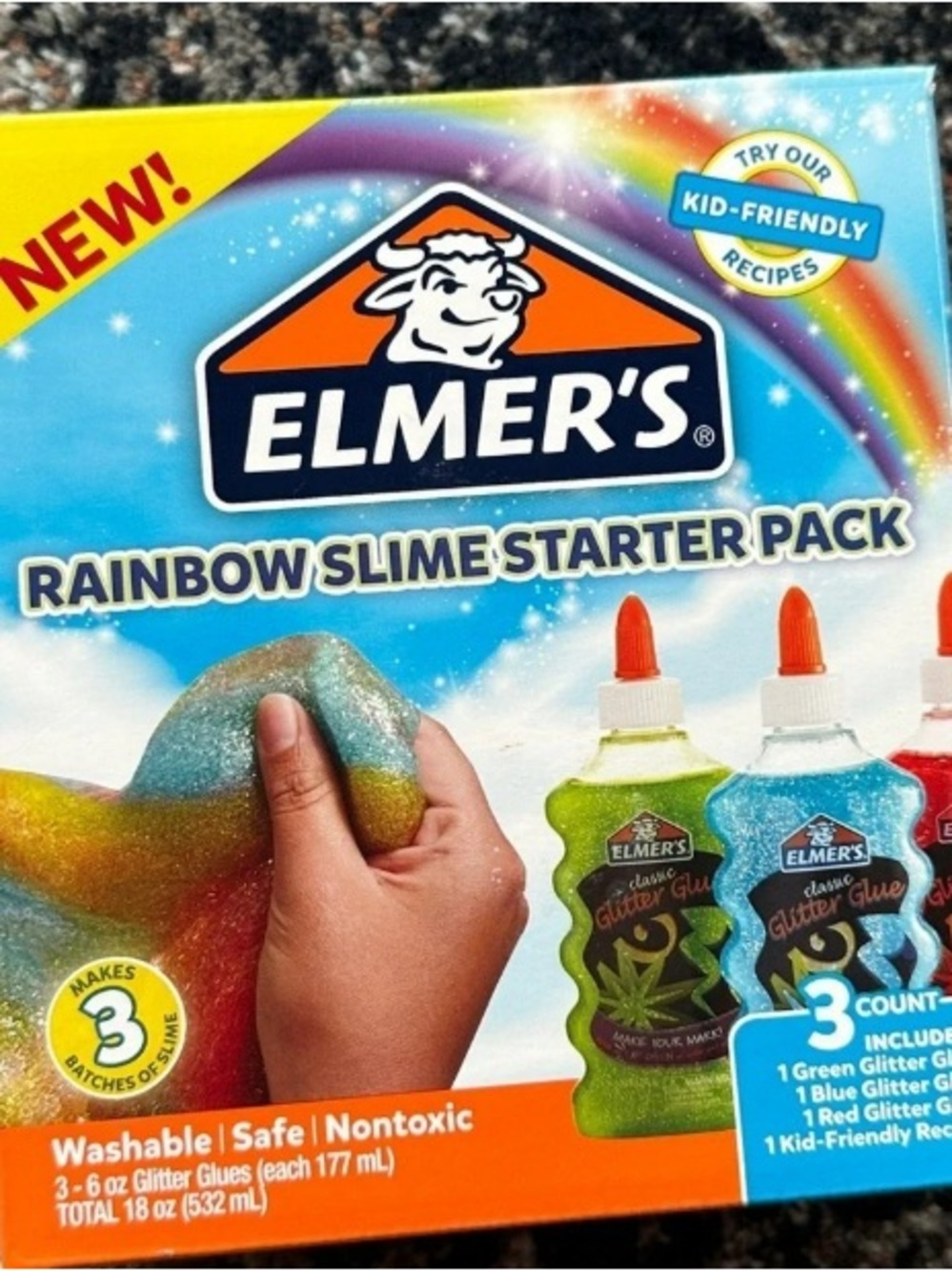 Rainbow Slime Starter Pack - Multicolor Glitter Glue